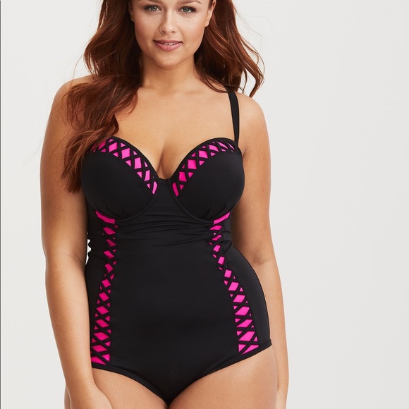 torrid black one piece swimsuit